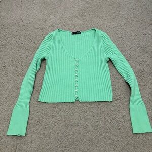 Mint Green Ribbed Sweater